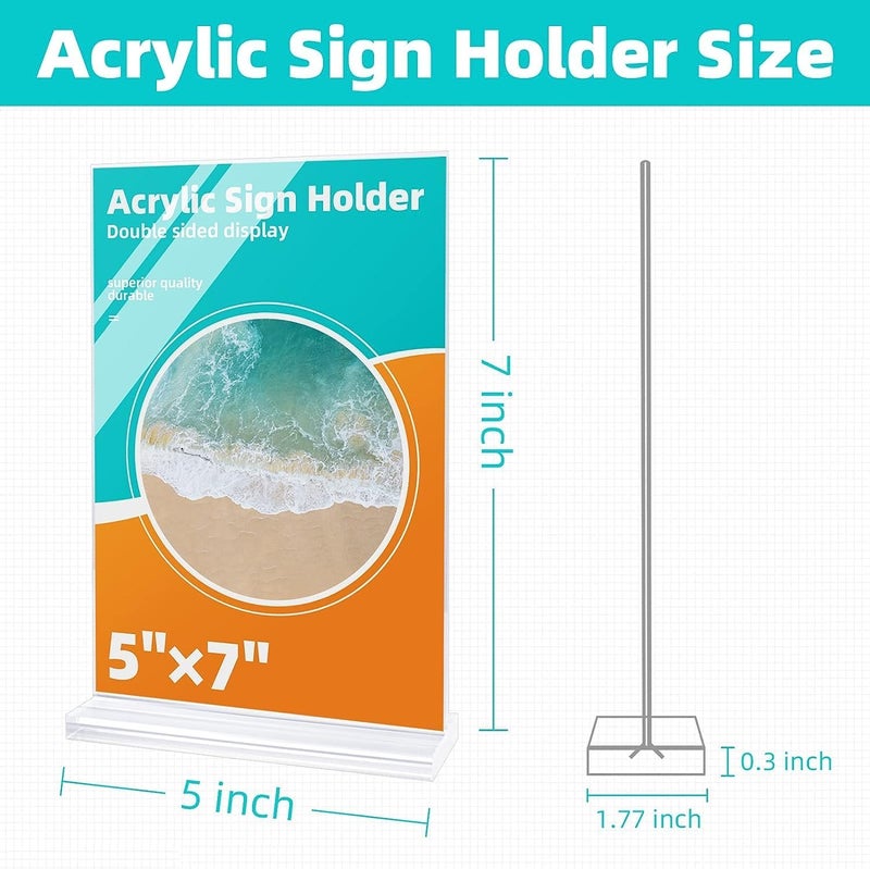 Lechay Acrylic Sign Holder, 12 Pack 5 x 7 Inches Clear Table Menu Display Stand Desktop Display Stand Paper Holder Table Top Sign Holder Suitable for Restaurants, Office, Home, Store - Image 2